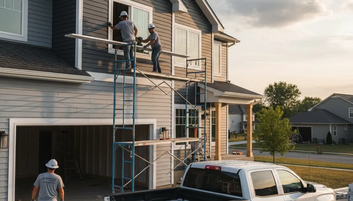 Professional vinyl siding contractors in Indianapolis IN installing durable home siding