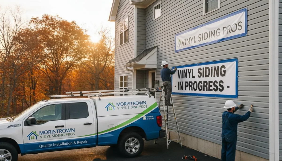 Vinyl siding contractors installing new home exterior in Indianapolis, IN