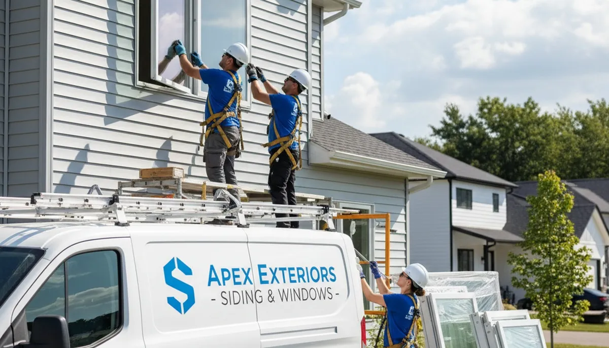 Professional vinyl siding and window installation on Indianapolis, IN home exterior